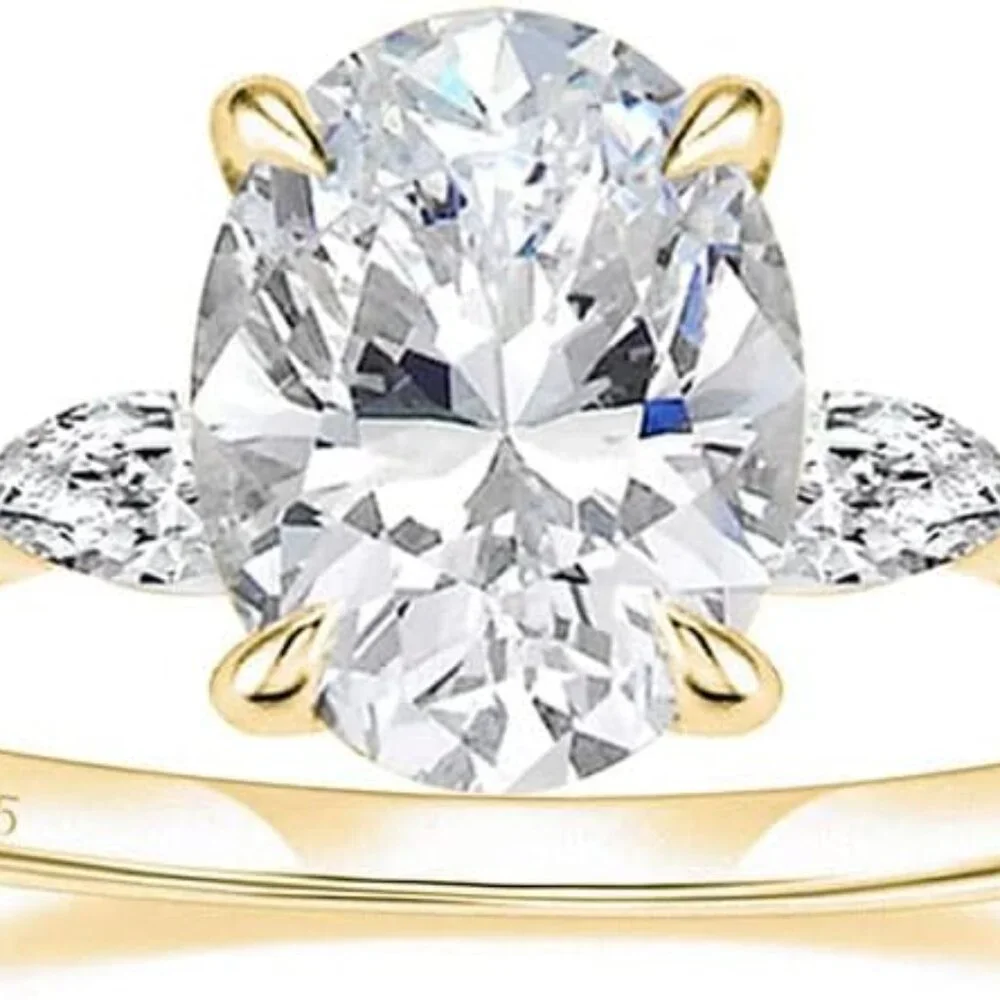 3 Carats 925 Sterling Silver Ring Oval Cut Cubic Zirconia Engagement Solitaire H - Picture 1 of 6